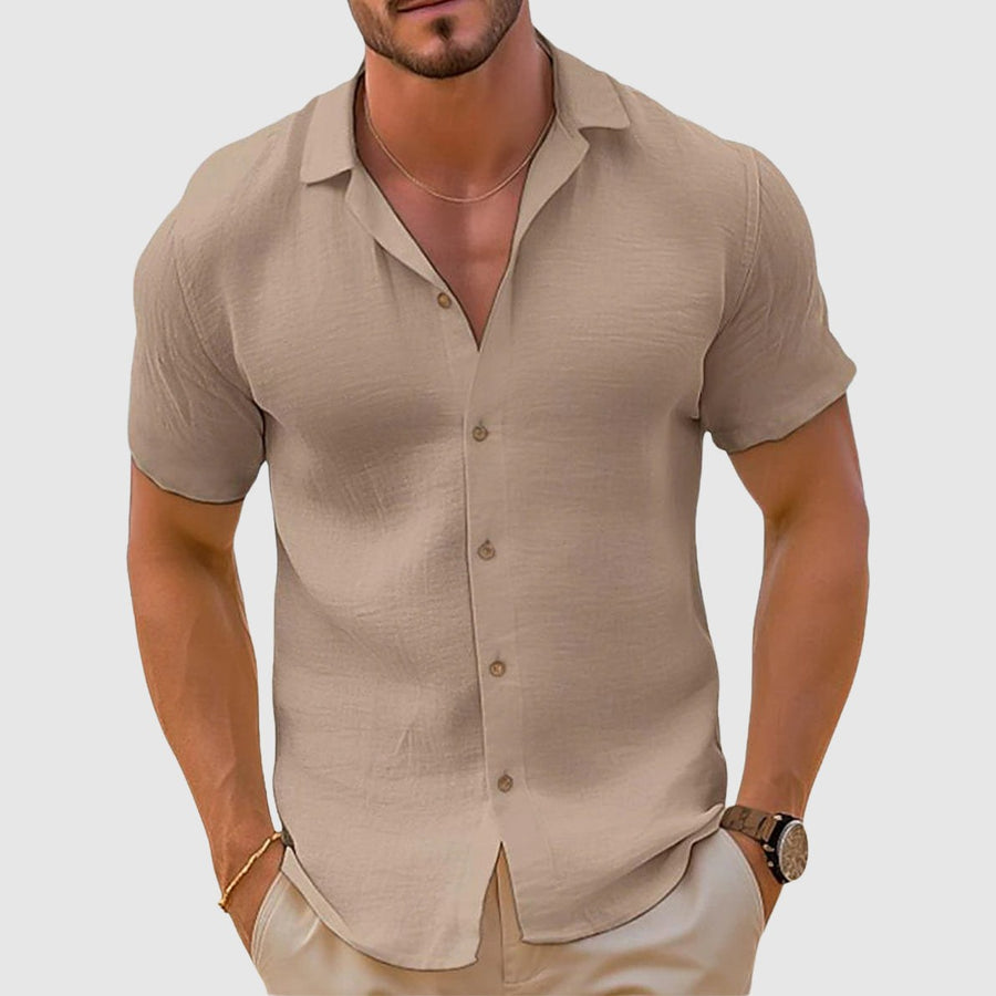 Men's Lightweight Relaxed Fit Short Sleeve Shirt with Classic Collar ...