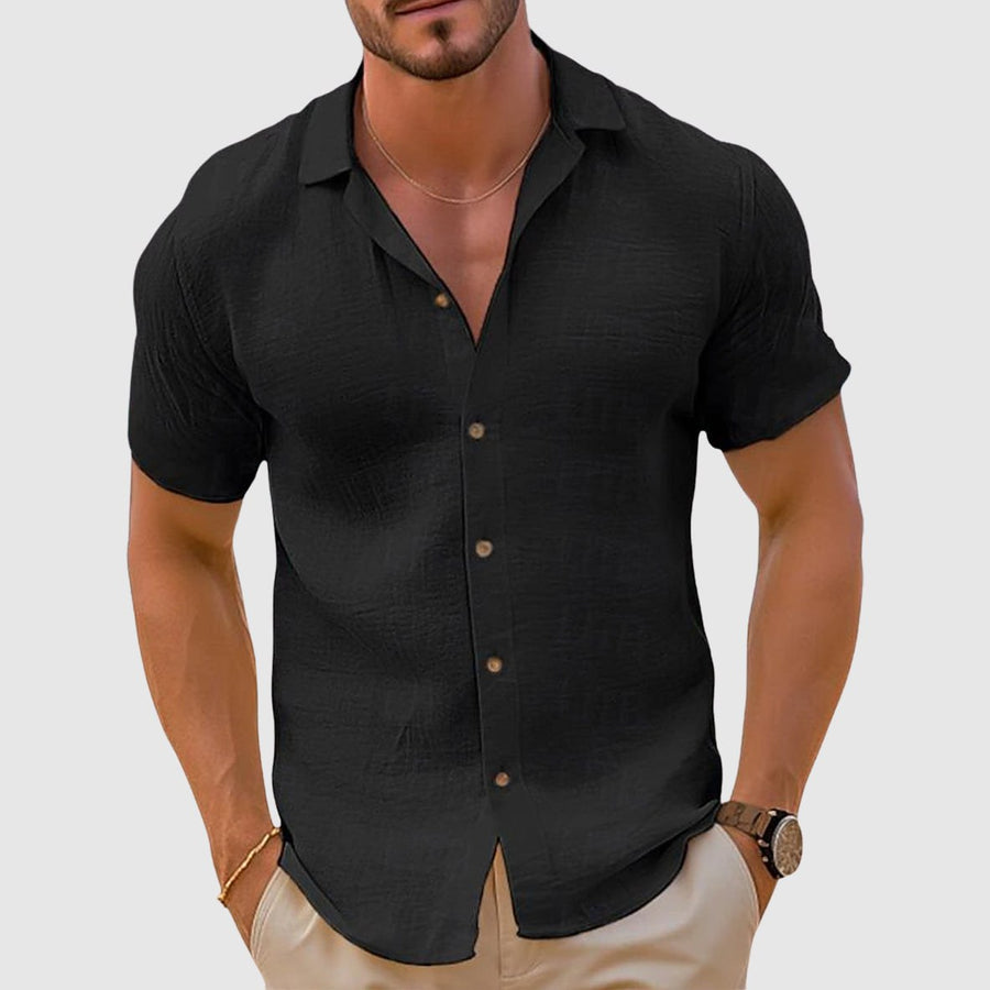 Men's Lightweight Relaxed Fit Short Sleeve Shirt with Classic Collar ...