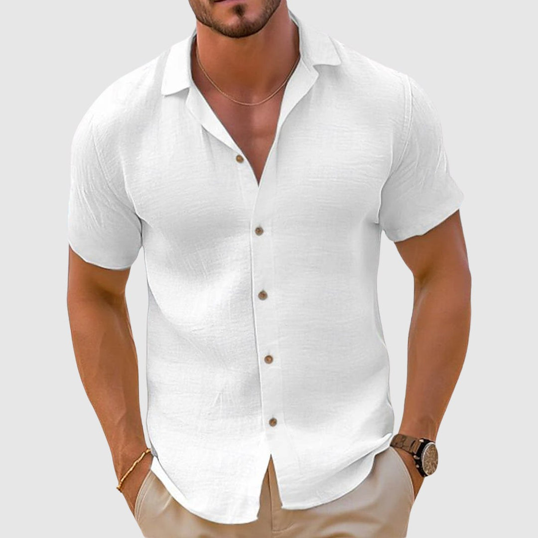 Men's Lightweight Relaxed Fit Short Sleeve Shirt with Classic Collar ...