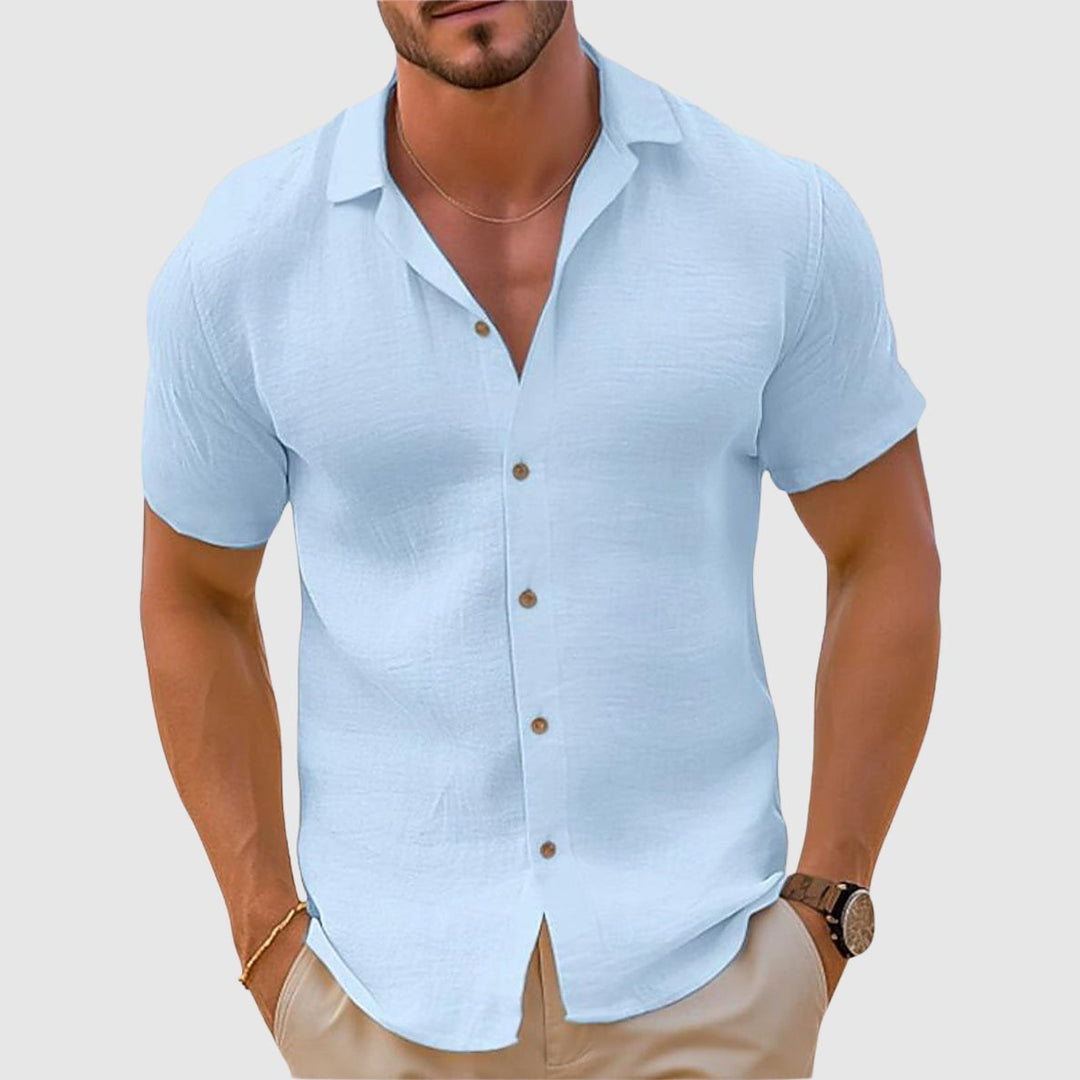Men's Lightweight Relaxed Fit Short Sleeve Shirt with Classic Collar ...