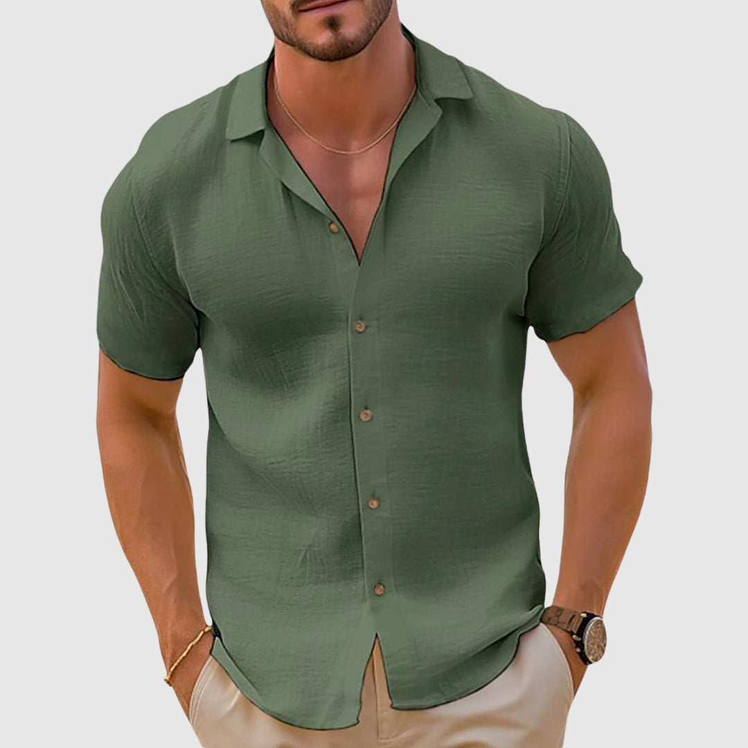Men's Lightweight Relaxed Fit Short Sleeve Shirt with Classic Collar ...